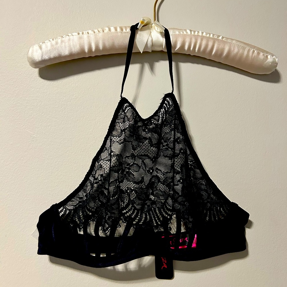La Senza Black lace halter bra